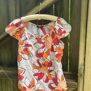 AGB cotton red and orange floral blouse